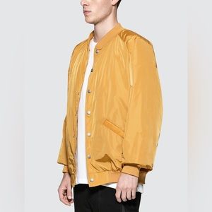 Stampd Script Varsity Bomber Jacket in Golden Yellow Large Oversized Streetwear